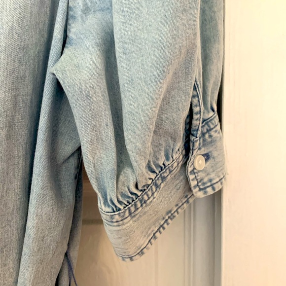 GAP Chambray Puff Sleeve Shirt Dress Large TALL - Picture 7 of 9